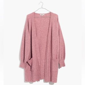 Madewell Edgewater Bubble-Sleeve Cardigan Sweater